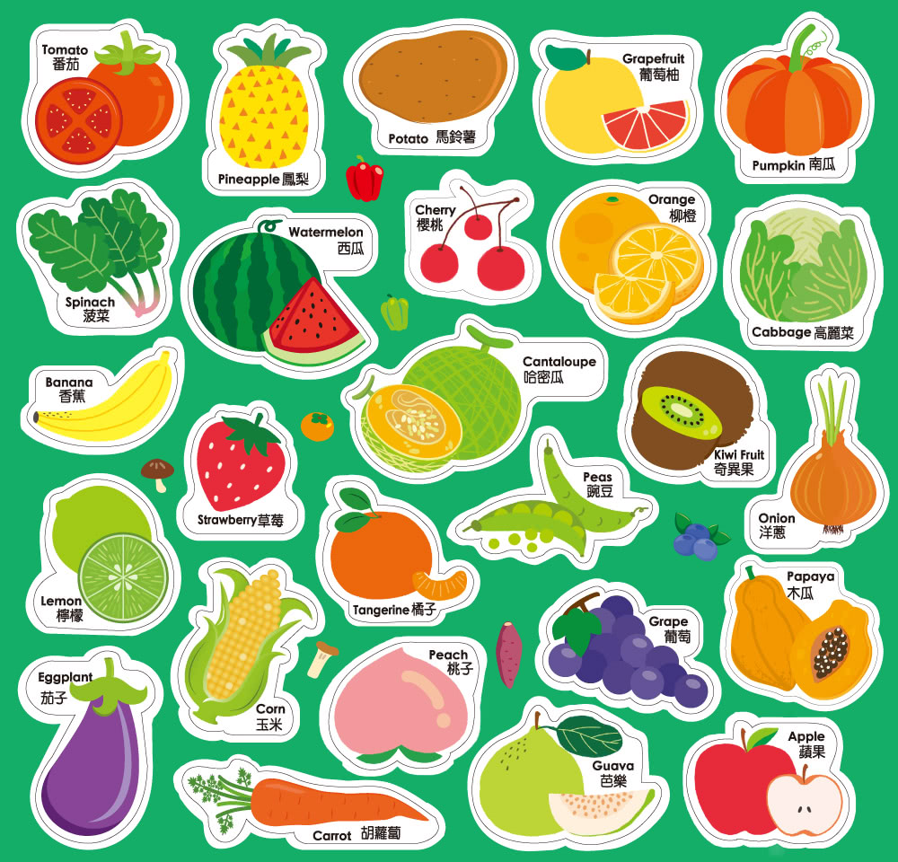 5Q認知學習磁鐵：蔬果 （內附蔬果磁鐵26個）