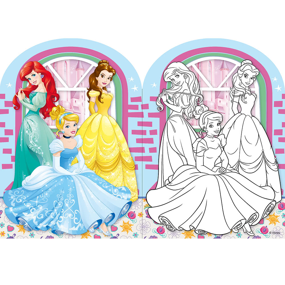 【Disney 迪士尼】 迪士尼公主 造型畫畫本-注音版