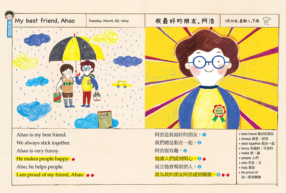 孩子的第一本繪畫英語學習日記：文法語感力→寫作表達力→畫畫創造力 用生活情境創作小日記 這種