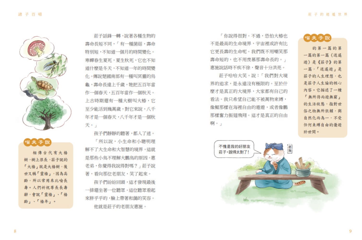 【momo獨家】諸子百喵套書共四本（孔子和他的弟子們+孟子的浩然之氣+莊子的逍遙世界+列子的智慧哲思）