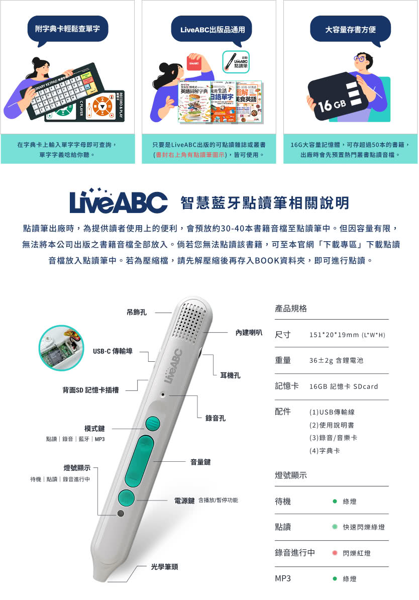 【贈送500元mo幣】《TOEIC新多益高分備戰 單字總複習》+ LiveABC智慧藍牙點讀筆16G
