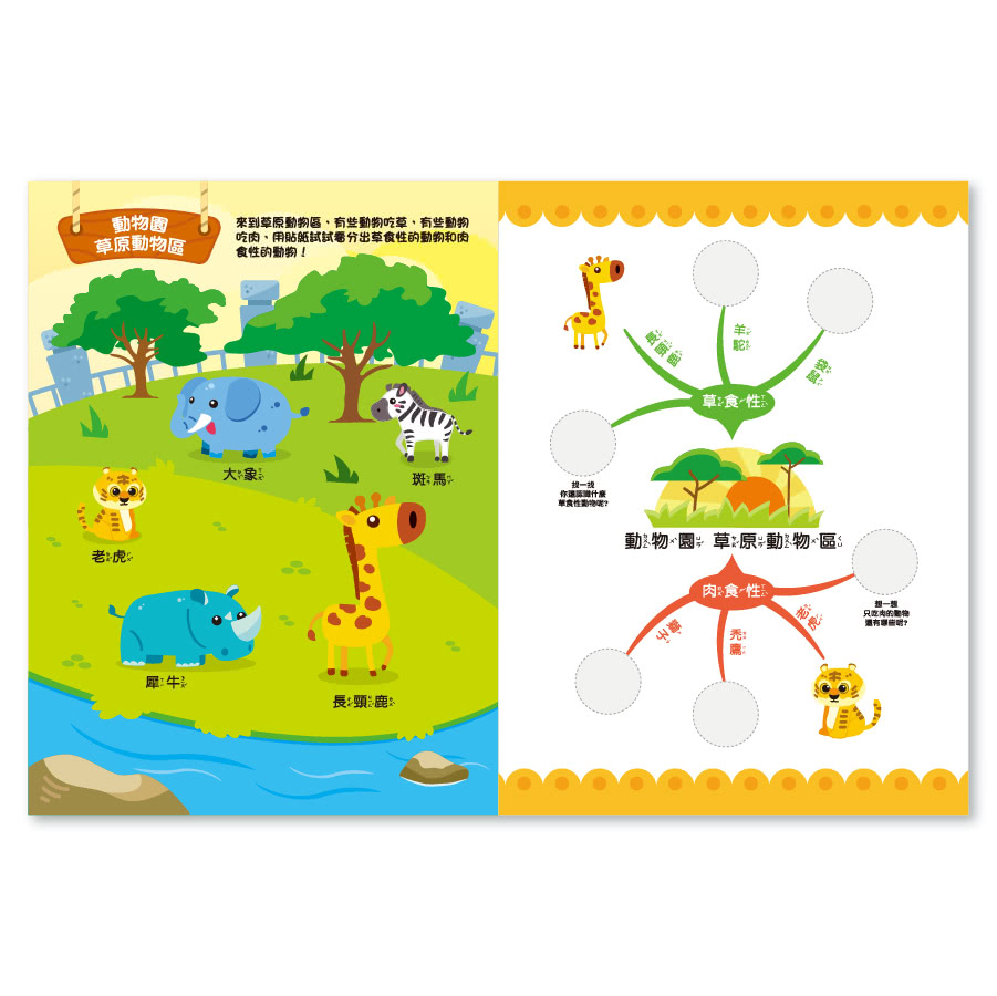 心智圖啟蒙遊戲貼紙書 動物大發現 Momo購物網
