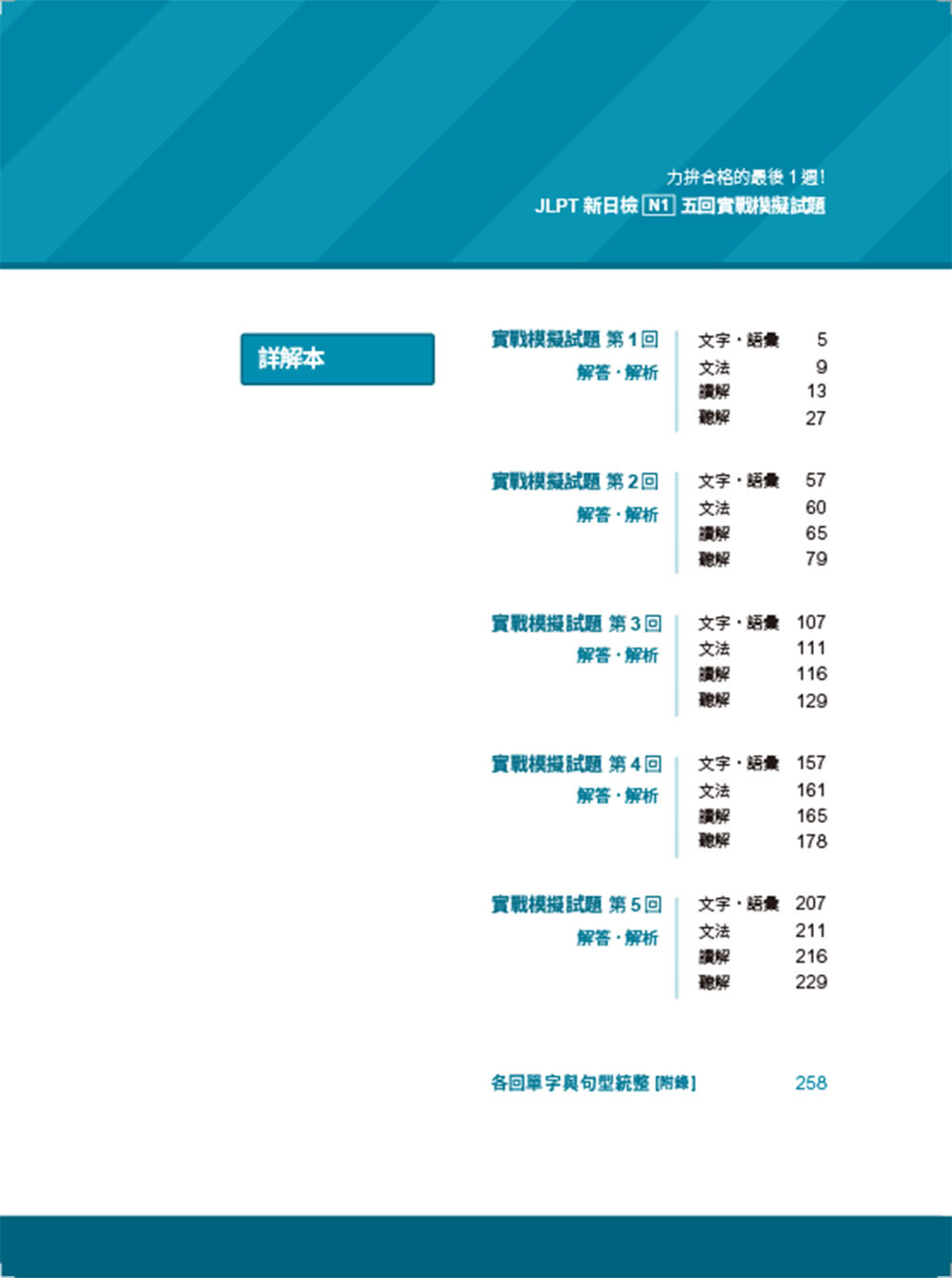 JLPT新日檢 N1五回實戰模擬試題（附聽解試題+單字句型統整QR Code 線上音檔）