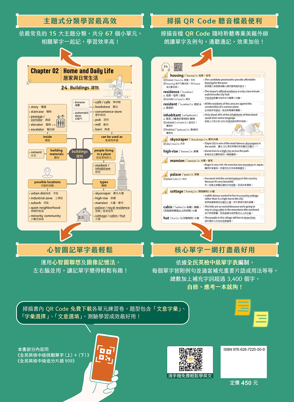 一本解決GEPT中級英檢：用60張心智圖記單字好簡單+ QR Code線上音檔