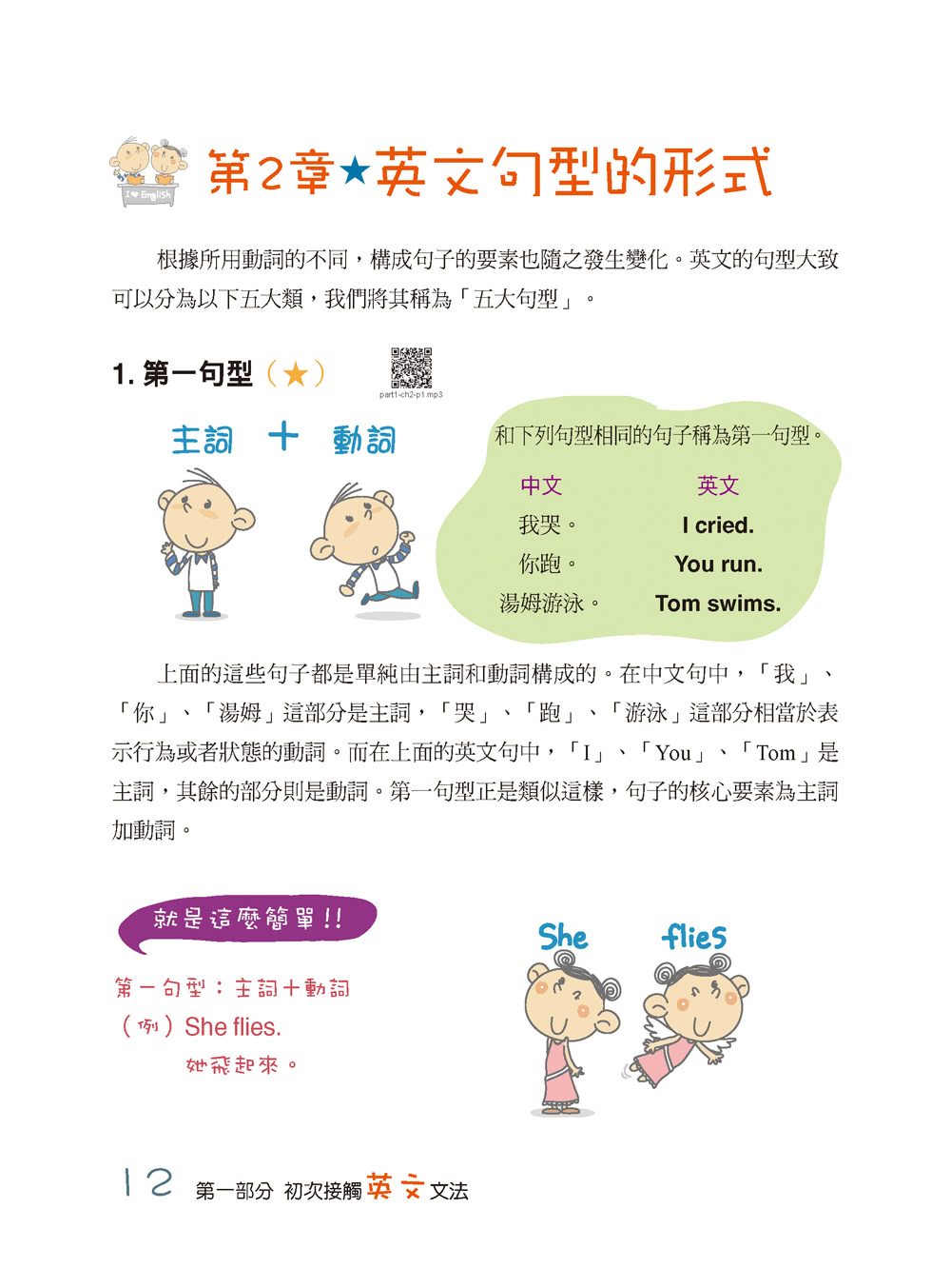 實體書+有聲書！1本就通！小學生必備英文文法：用聽的 + 開口跟著唸 搭配插圖的視覺效果  0 - 99歲都適用！