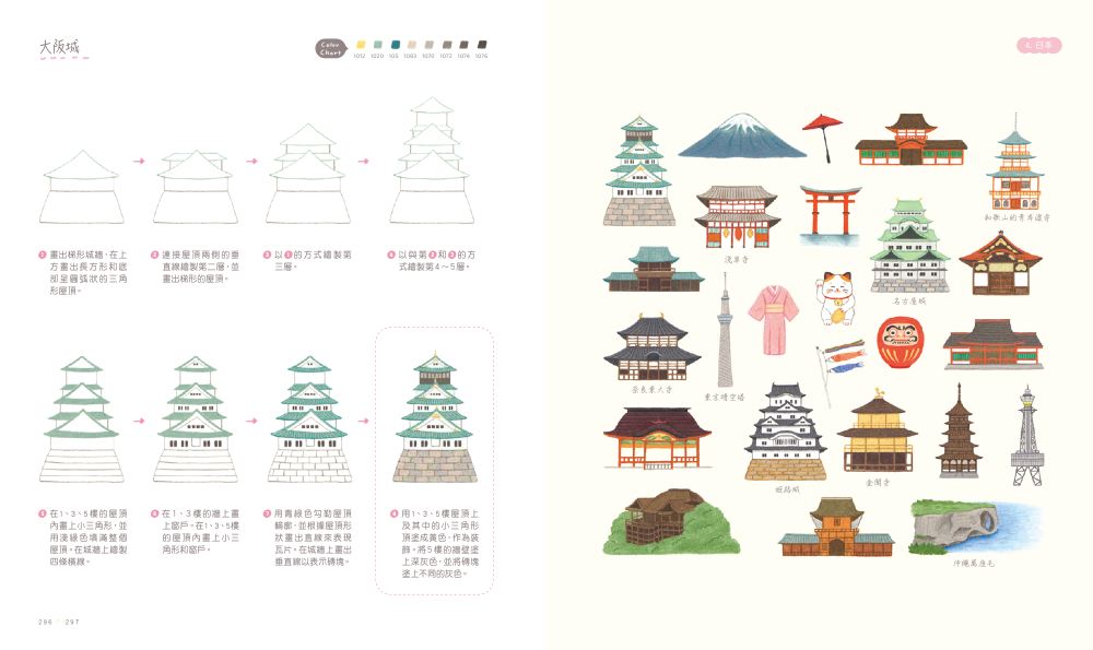 色鉛筆手帳插畫圖集4000下 四季植物到旅遊風景與節慶